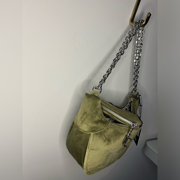 🇬🇧 UK Juicy Couture Moss Green Velour Hobo Bag - Picture 6 of 11